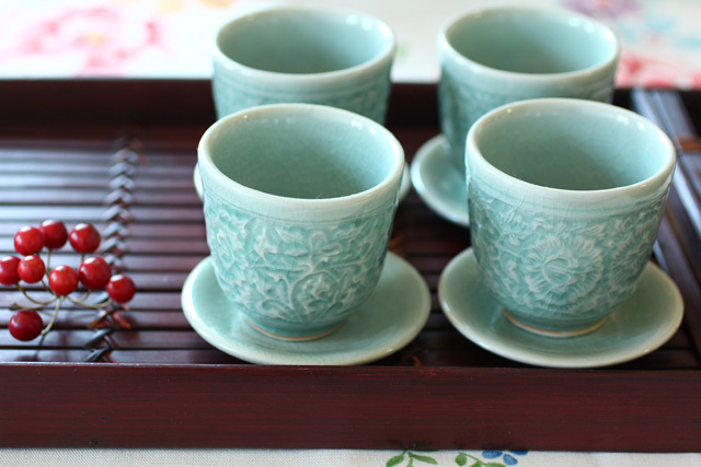 セラドンのコースター 小 プレーン オーシャン 雑貨とセラドン焼き食器