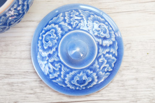 フタつきスープポット フラワー ブルー 雑貨とセラドン焼き食器の通販