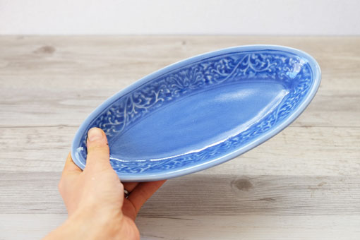 とんがり皿 S フラワー ブルー 雑貨とセラドン焼き食器の通販専門