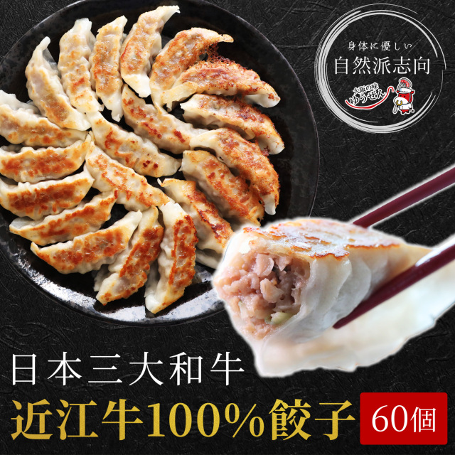 送料無料 無添加 近江牛100%餃子 60個 20g×20個入×3パック 冷凍食品 ぎょうざ ギョーザ 滋賀県 近江牛