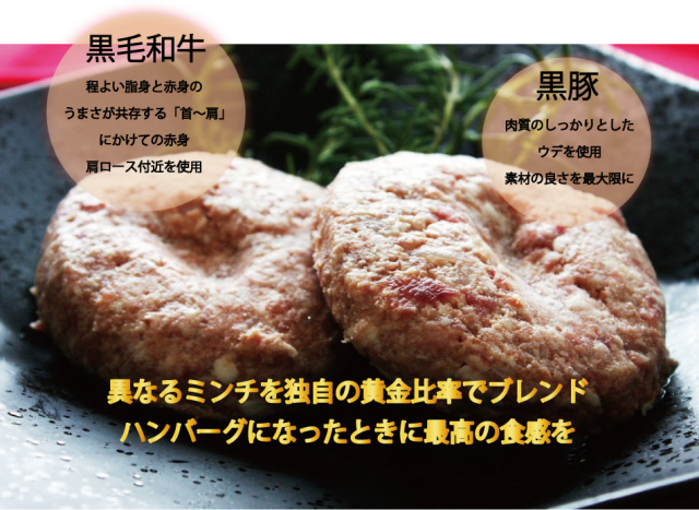 黒毛和牛 黒豚 黄金比率 無添加 冷凍 ハンバーグ