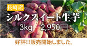 【シルクスイート】島原産 生芋 3kg　クリームの様なさつま芋