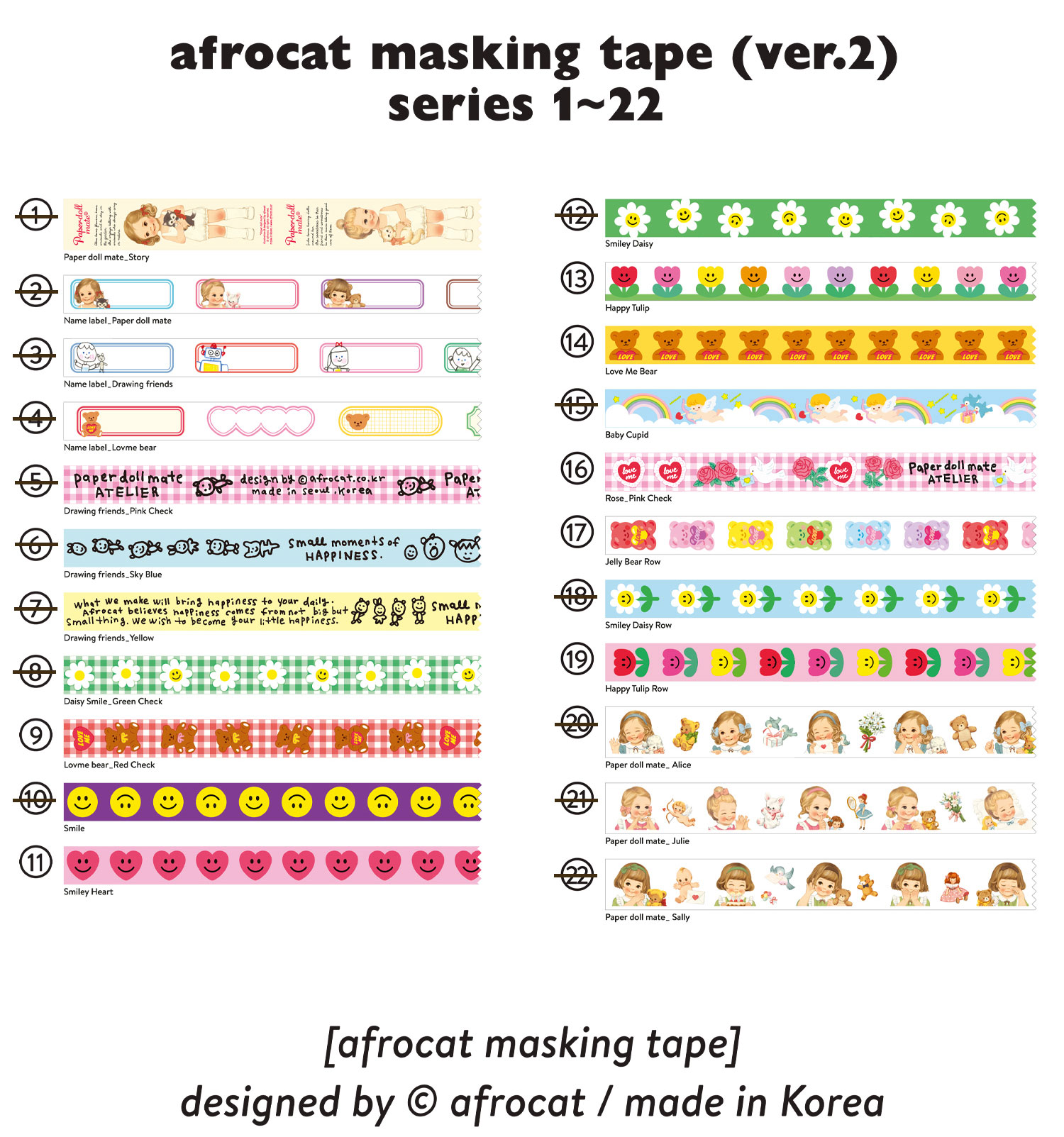 afrocat  masking tape 全7種類