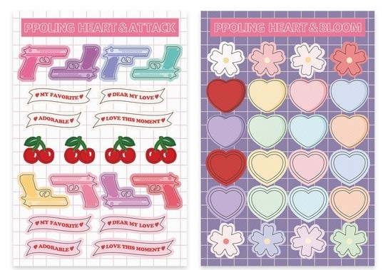 シール  Heart&Attackなど全2種類　 ヴィヴィッドカラー ステッカー