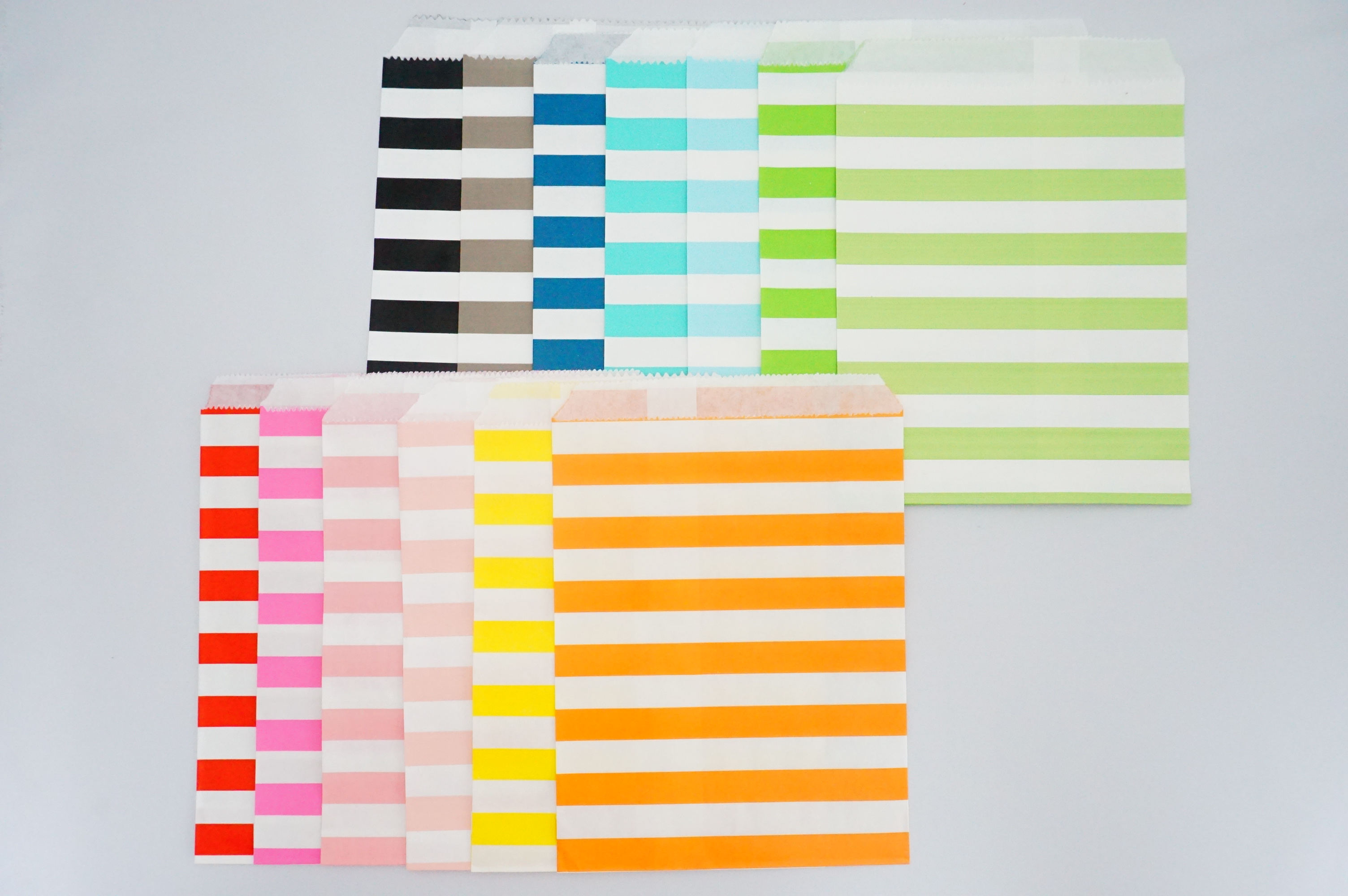 かわいい平袋　キュートな小袋　3.ボーダー柄(全13色セット）　紙モノ