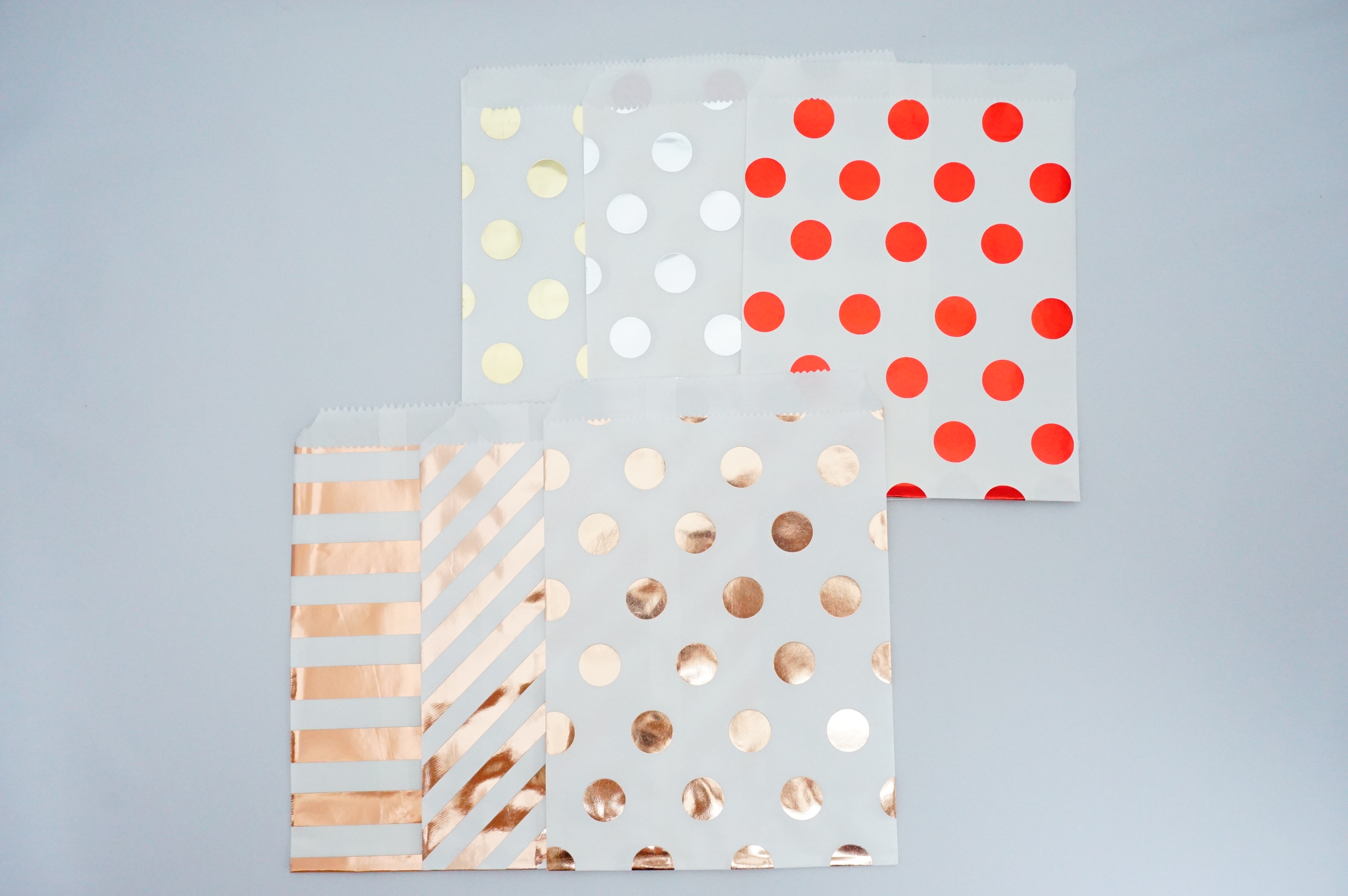 かわいい平袋　キュートな小袋　6.ピカピカ柄　全6種類・5種類(ボーダー以外)セット　かわいい紙モノ