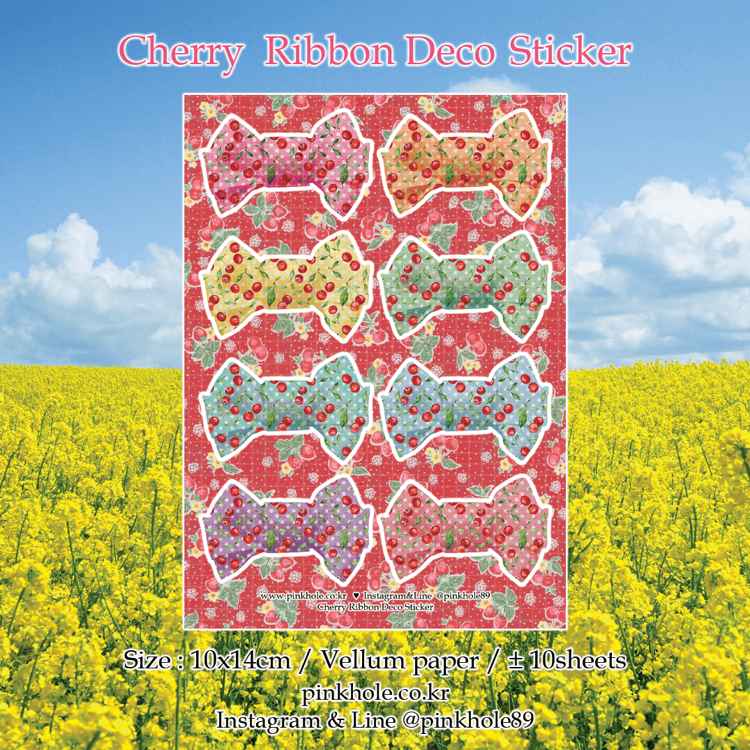 <再入荷なし> Cherry Ribbon Deco Stickerなど3種類　シール　ステッカー hol