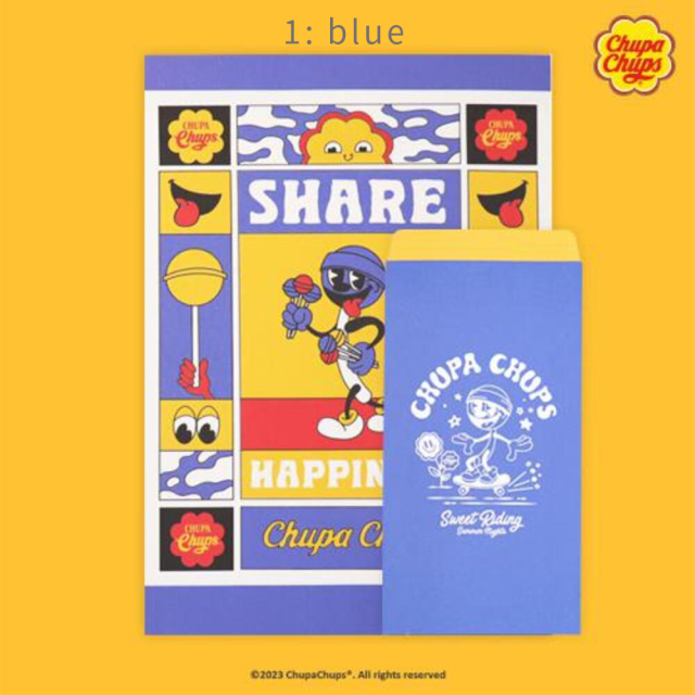 <再入荷なし>  Chup Chups レターセット  3種類　封筒 便箋 チュッパチャプス/1: blue