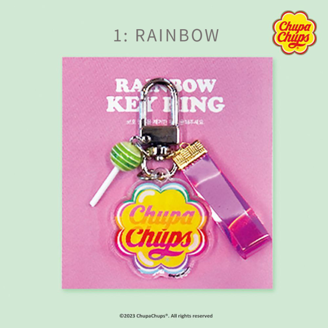 <再入荷なし>  Chup Chups アクリルキーリング 8種類　airpodsキーホルダー チュッパチャプス/1: RAINBOW