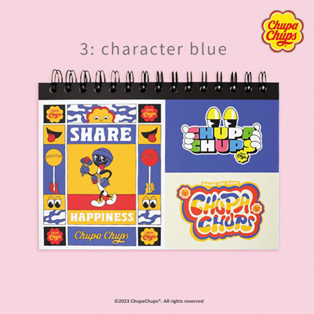 <再入荷なし>  Chup Chups DRAWING BOOK  4種類 ノート チュッパチャプス/3: character blue
