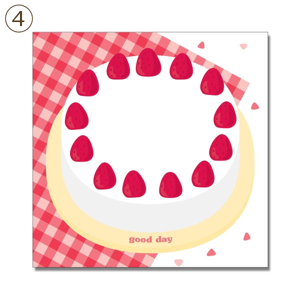 メモ帳　rainbow cut cakeなど全10種類 dal/4. good day・strawberry(9cm*9cm)