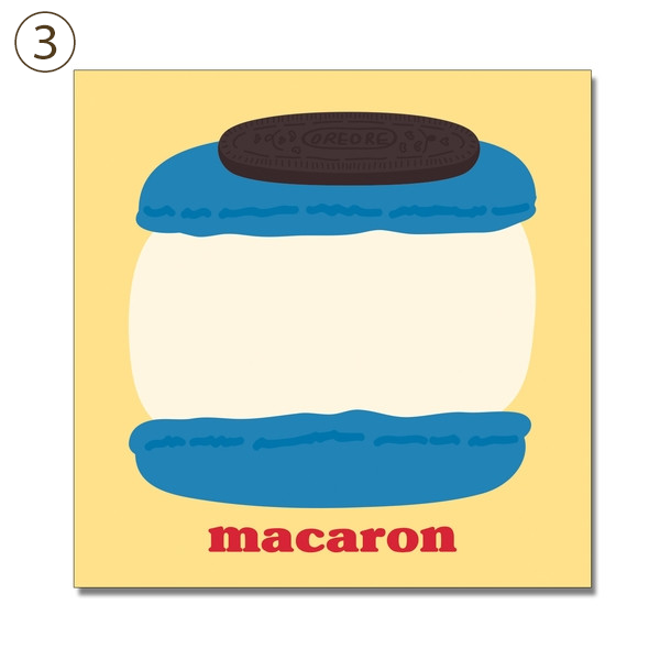 メモ帳　fruits cut cakeなど全9種類 dal/3.macaron・blue(9cm*9cm)