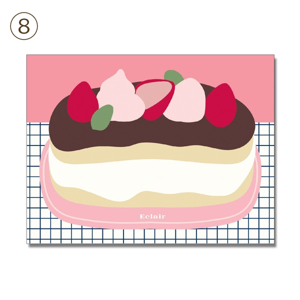 メモ帳　fruits cut cakeなど全9種類 dal/8.Eclair raspberry(10.6cm*8cm)