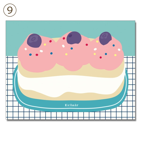 メモ帳　fruits cut cakeなど全9種類 dal/9.Eclair blueberry(10.6cm*8cm)