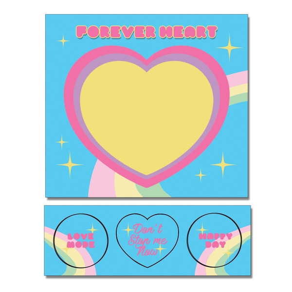 メモ帳　day dreamerなど全7種類　シール ステッカー　dal/4.forever heart memo1冊 & sticker5枚 set