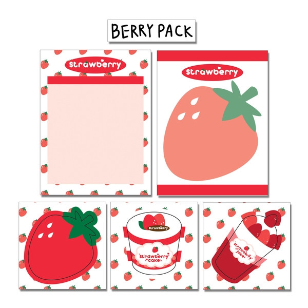 メモ帳セット　pastel packなど全6種類 マスキングテープ シール dal/３＜berry pack＞