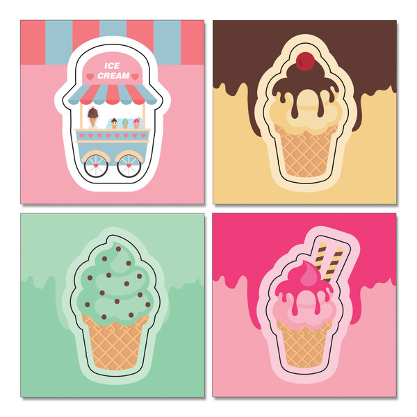 シール happy breakfast timeなど全5種類 ヴィヴィッドカラー セット dal/2.アイスクリーム屋さん　4種類*各1枚(6cm*6cm)