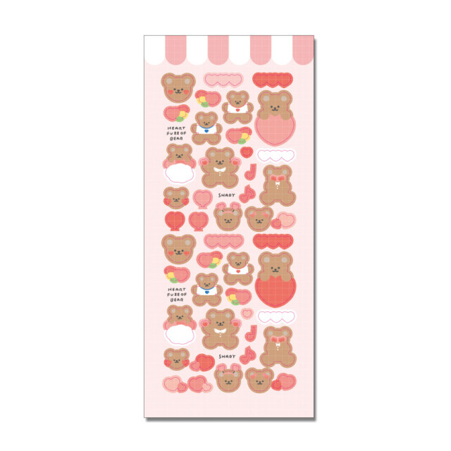 シール  heart bearなど全9種類 くまさん bear  ステッカー dal/1.heart  bear　1枚