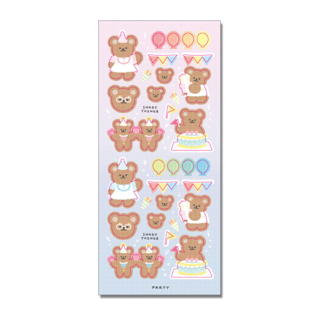 シール  heart bearなど全9種類 くまさん bear  ステッカー dal/2.party bear　1枚