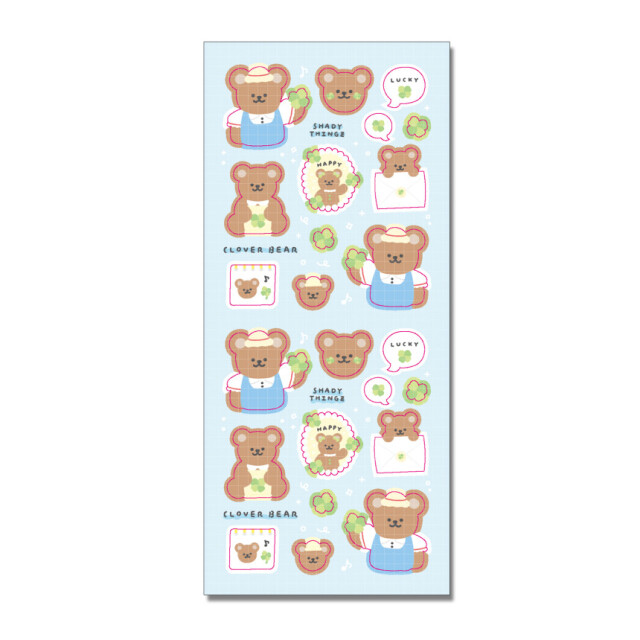 シール  heart bearなど全9種類 くまさん bear  ステッカー dal/3.clover bear　1枚