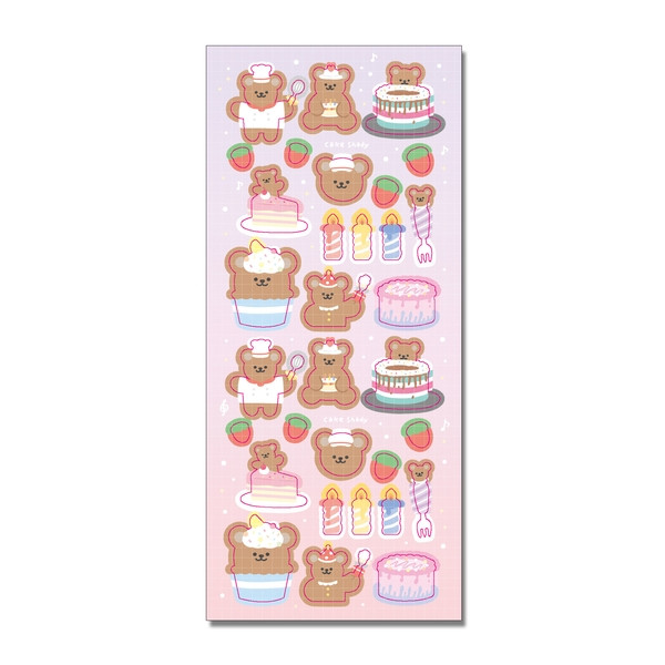 シール  heart bearなど全9種類 くまさん bear  ステッカー dal/4.cake bear　1枚