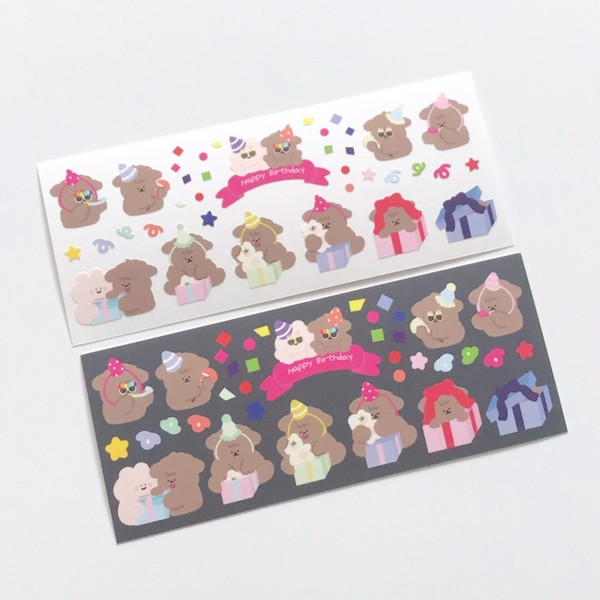 シール  heart bearなど全4種類 くまさん bear  ステッカー dal/1.happy birthday bear 1枚(5.5cm*14cm)