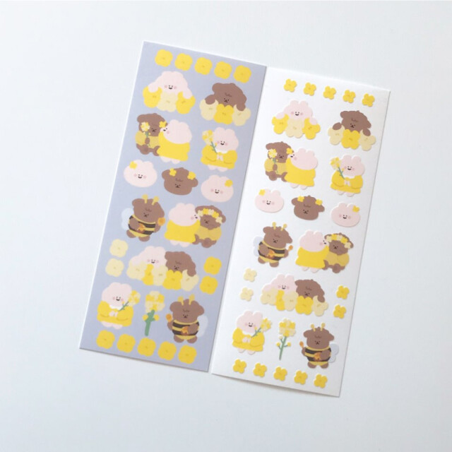シール  heart bearなど全4種類 くまさん bear  ステッカー dal/2.bee bear 1枚(5.5cm*14cm)