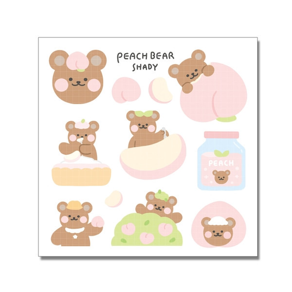 シール  peach bearなど2種類 くまさん bear  ステッカー dal/1.peach bear  1枚(9cm*9cm)