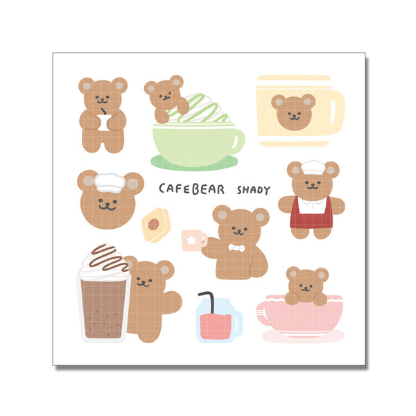 シール  peach bearなど2種類 くまさん bear  ステッカー dal/2.cafe bear  1枚(9cm*9cm)