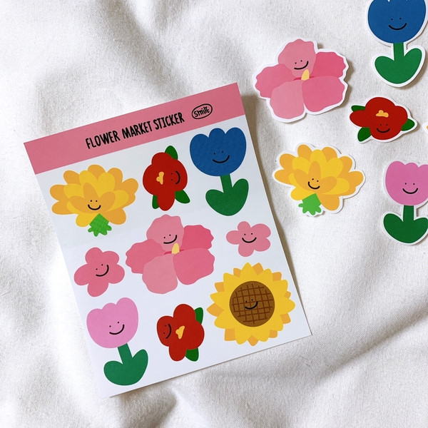 シール  long cakeなど全9種類　フルーツ　ケーキ　デザート  ステッカー dal/5.flower market　1枚(9cm*11cm)