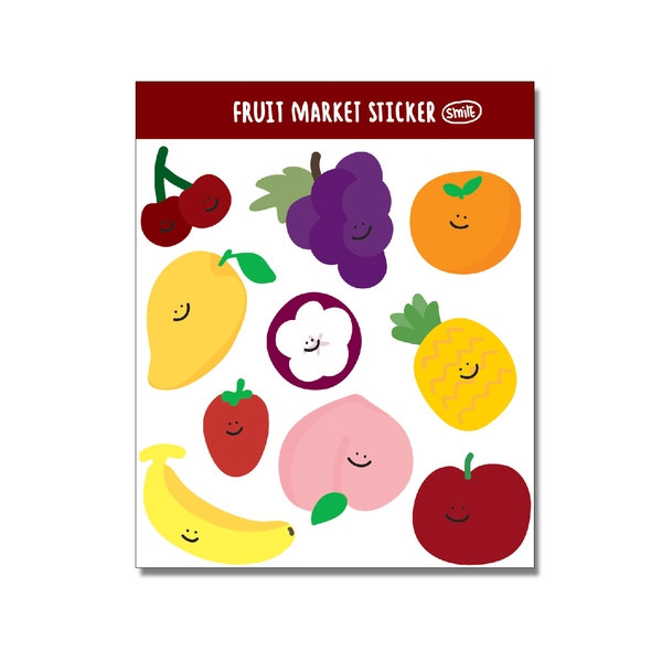 シール  long cakeなど全9種類　フルーツ　ケーキ　デザート  ステッカー dal/6.fruit market　1枚(9cm*11cm)
