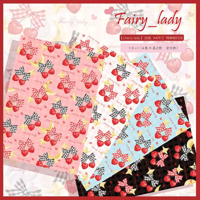 fairy Cherryシリーズ全4種類　マスキングテープ シール  ラッピングペーパー