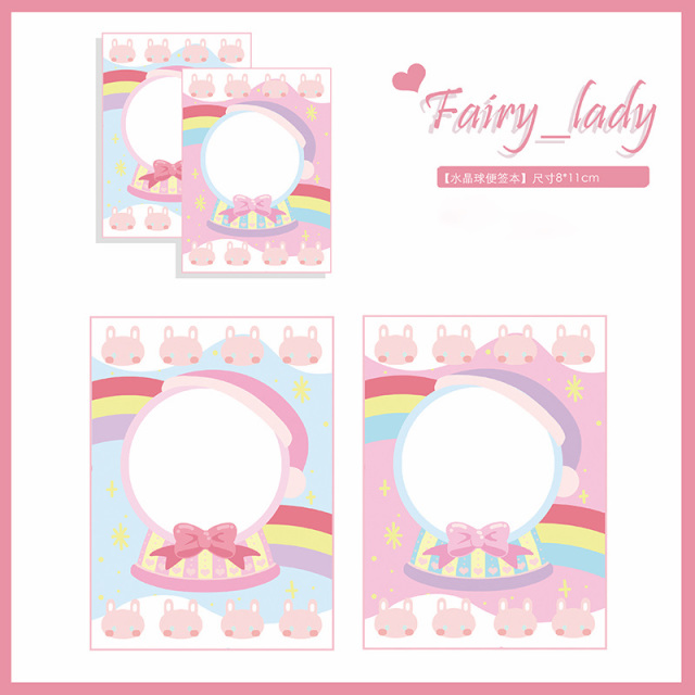 fairy  色々なシリーズ全4種　シール　型抜きメモ　ラッピングペーパー　メモ/3.水晶玉 メモ (2種*各30枚の計60枚)