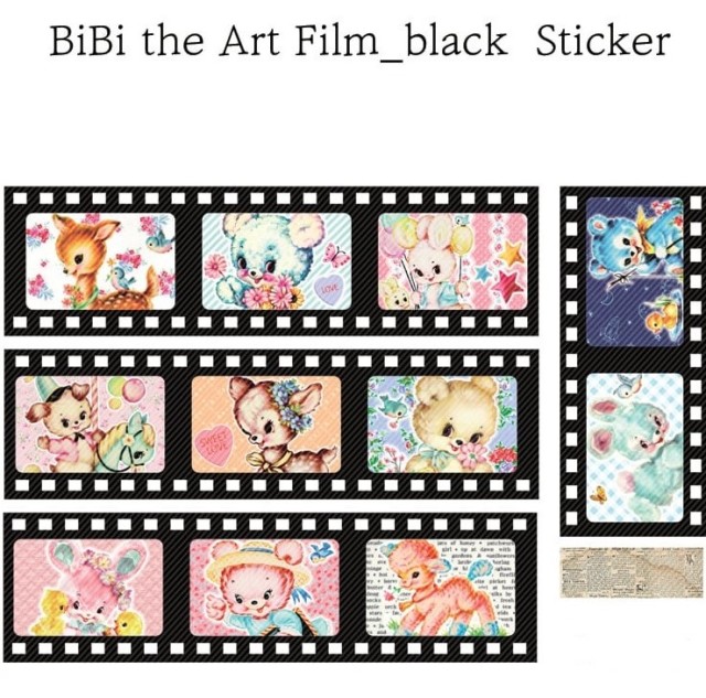 <再入荷なし> シール　sticker Art Film rainbow柄など5種類 hol/2.Art Film black(光沢＋紙　各1枚の同柄計2枚セット)