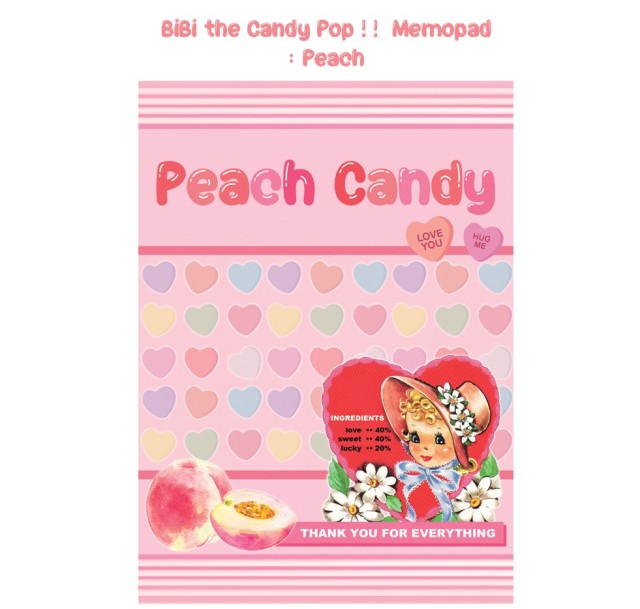 <再入荷なし> メモ帳　memopad　メモ　 Strawberry candyなど7種類 hol/3.Peach candy