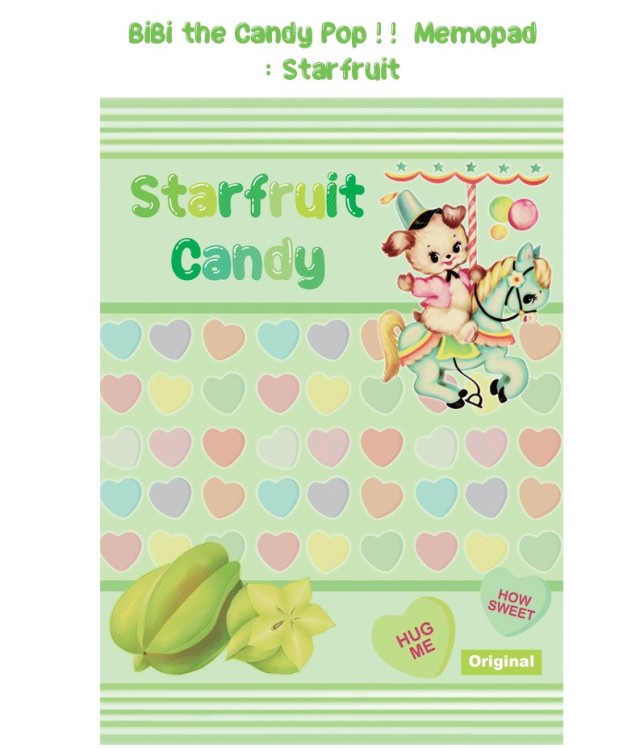 <再入荷なし> メモ帳　memopad　メモ　 Strawberry candyなど7種類 hol/7.Starfruit candy