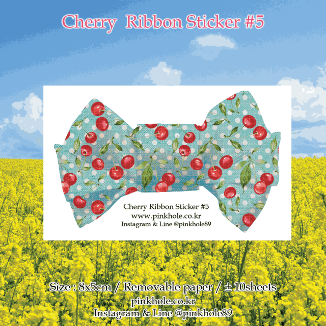 <再入荷なし> Cherry Ribbon Deco Stickerなど3種類　シール　ステッカー hol/2: Cherry Ribbon sticker