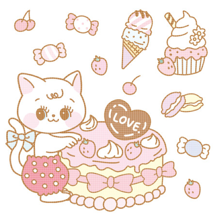 <再入荷なし> luv クマの日常など7種類　シール　ステッカー/3: sweet cat  9cm*9cm(カット要)