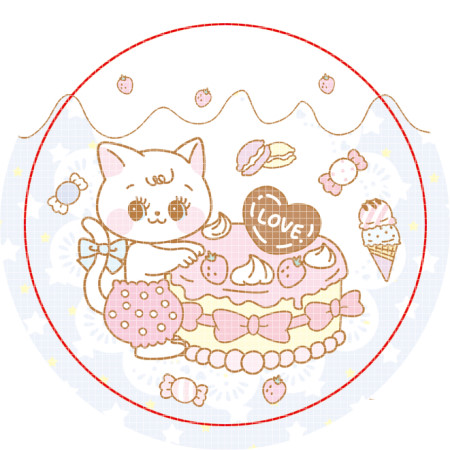 <再入荷なし> luv クマの日常など7種類　シール　ステッカー/5: mini sweet cat  blue　5cm*5cm