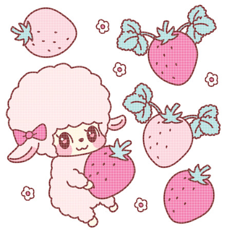 <再入荷なし> luv クマの日常など7種類　シール　ステッカー/6: strawberry sheep  9cm*9cm(カット要)