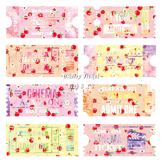 <再入荷なし> luv ticket 2 pinkなど6種類　シール　ステッカー/3: ticket 3 pink  8cm*8cm