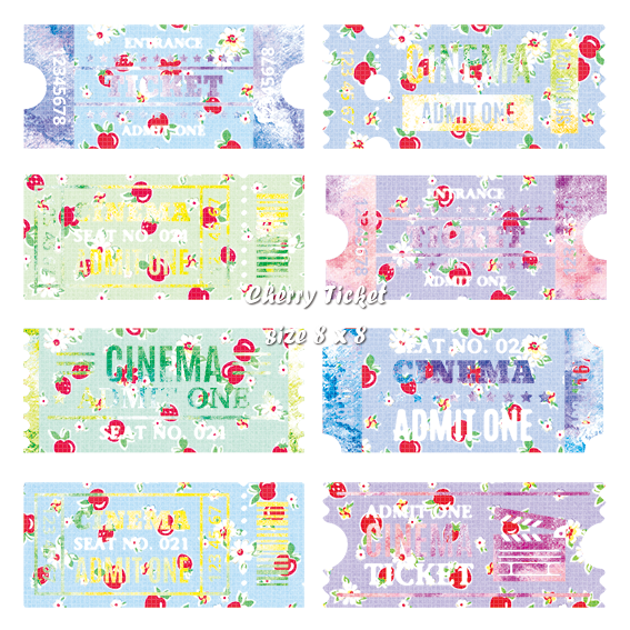 <再入荷なし> luv ticket 2 pinkなど6種類　シール　ステッカー/4: ticket 3 blue　8cm*8cm