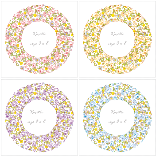<再入荷なし> luv floral ticket Ver.1など10種類　シール　ステッカー/2: floral rosette(4種*各1枚) 8cm*8cm(自分でカットタイプ)