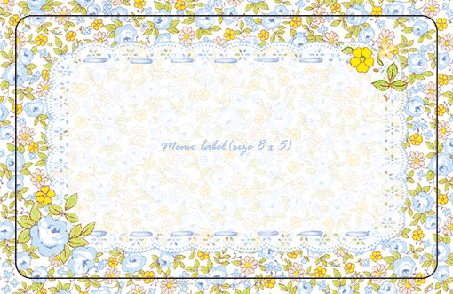 <再入荷なし> luv floral ticket Ver.1など10種類　シール　ステッカー/5: floral label blue 　8cm*5cm
