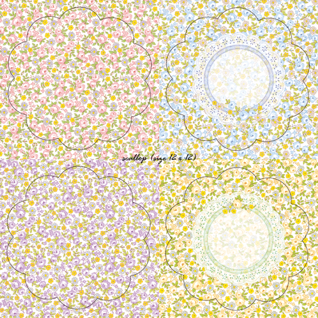 <再入荷なし> luv floral ticket Ver.1など10種類　シール　ステッカー/11: Floral scallops sticker　12cm*12cm