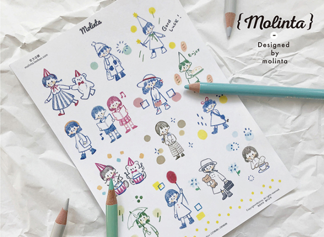 鉛筆小人 シール　molinta