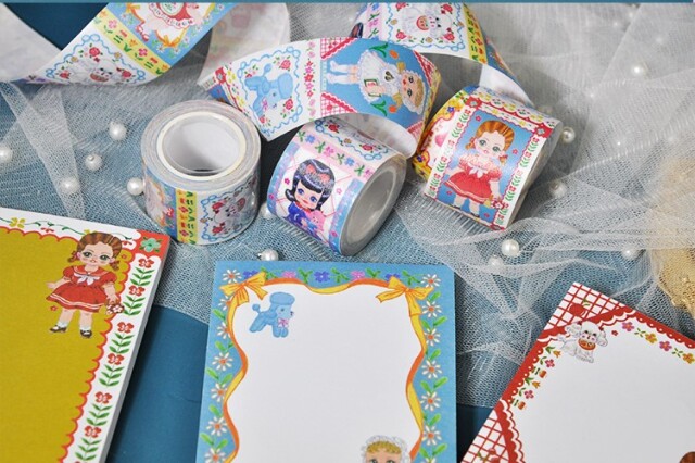 マスキングテープ メモ帳 Vintage girlシリーズ全8種類　女の子 テープ　memopad two