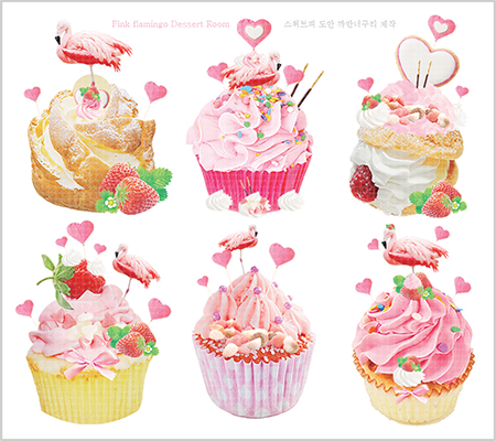 <再入荷なし> シール フラカップケーキ柄など全6種類 ステッカー 韓国限定 紙もの かわいい 韓国