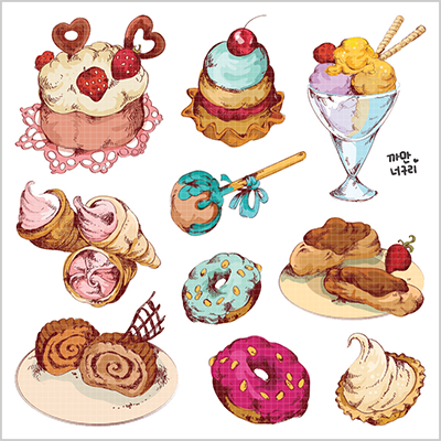 <再入荷なし> シール  ばら柄シールなど全9種類  ステッカー 韓国限定 紙もの かわいい 韓国/5.cream dessert　1枚（90mm*90mm）