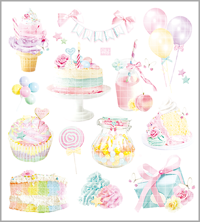 <再入荷なし> シール  フィルムケーキ柄シールなど全5種類  ステッカー 韓国限定 紙もの かわいい 韓国